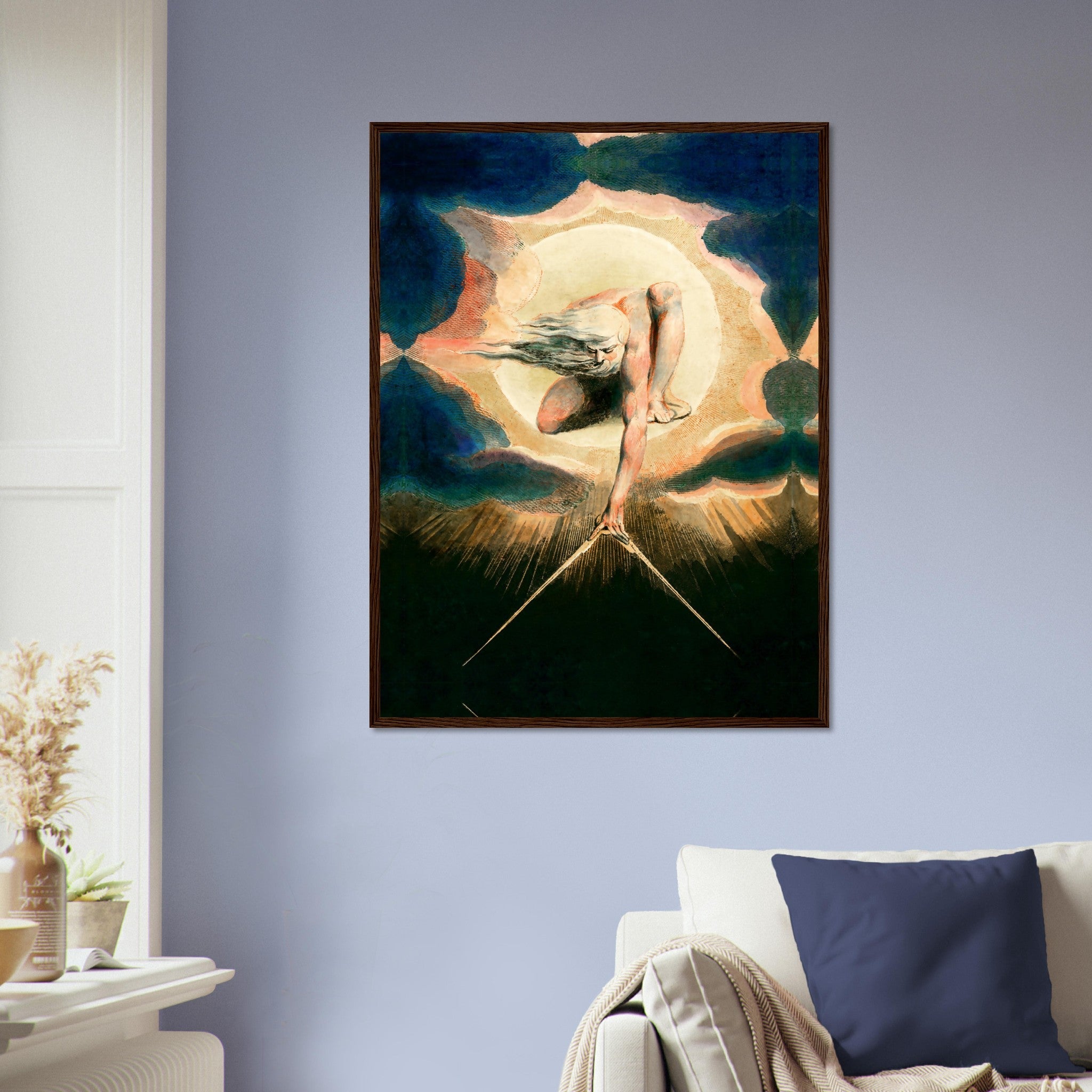 William Blake Framed Print, Ancient Of Days - William Blake Print - Urizen With Compass Imposes Rational Order - WallArtPrints4U