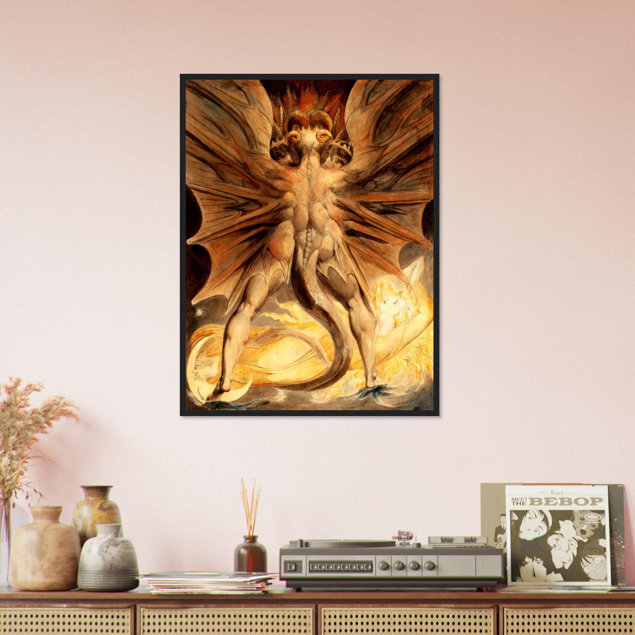 William Blake Framed, The Great Red Dragon And The Woman Clothed In The Sun 1st Painting - WallArtPrints4U