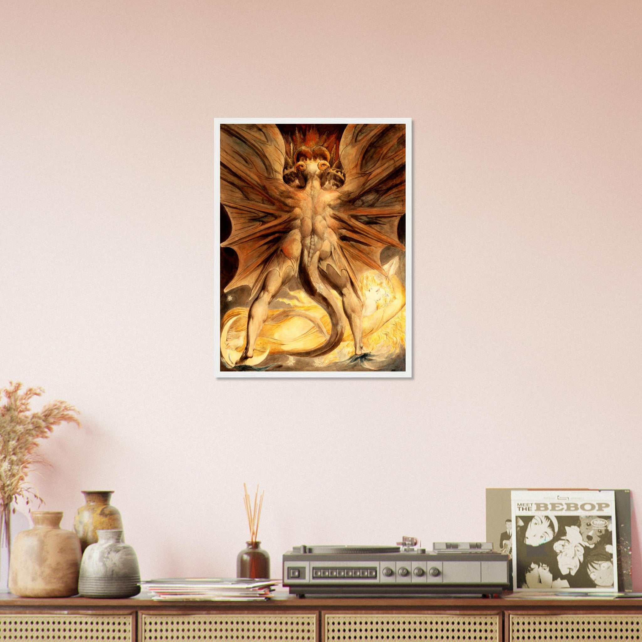 William Blake Framed, The Great Red Dragon And The Woman Clothed In The Sun 1st Painting - WallArtPrints4U