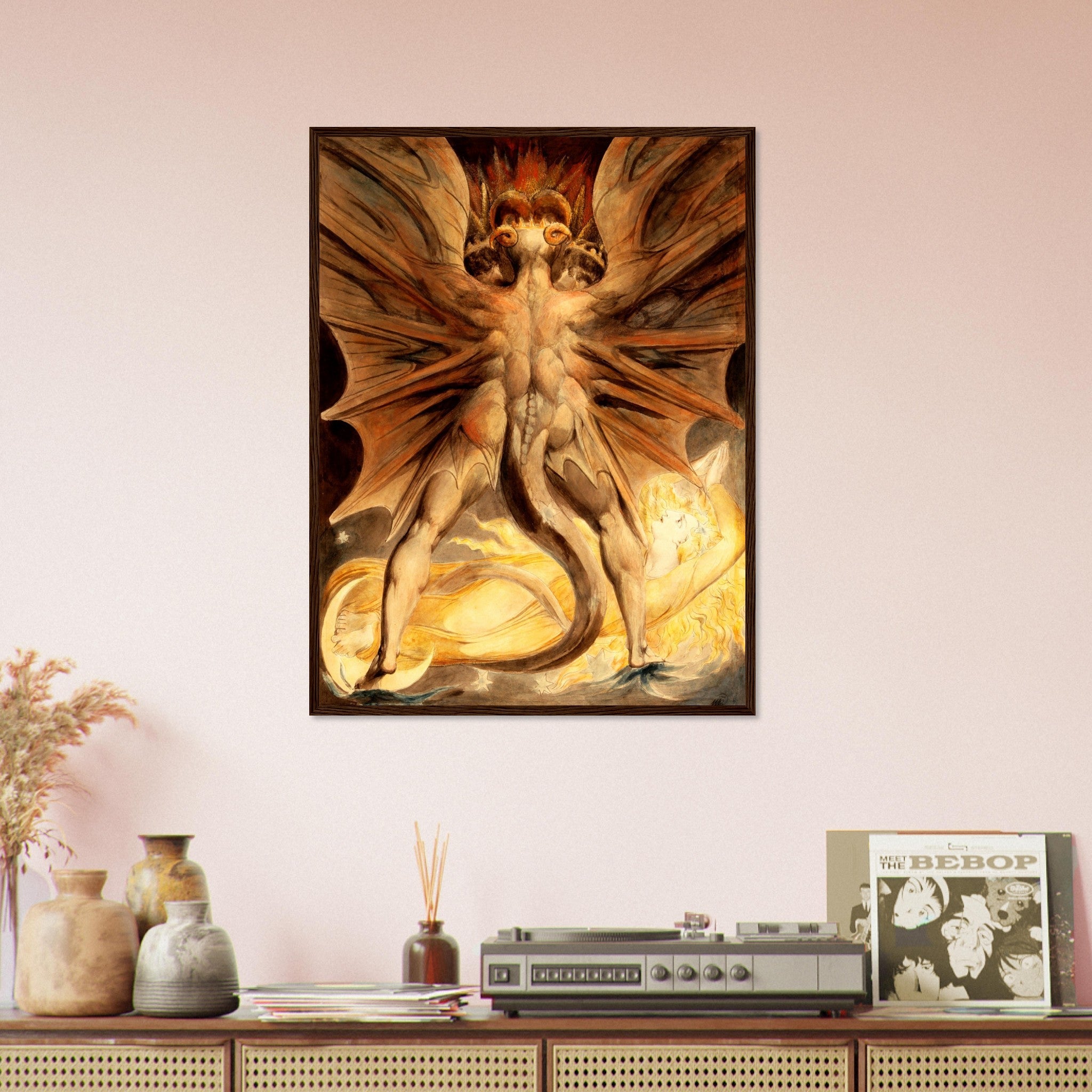 William Blake Framed, The Great Red Dragon And The Woman Clothed In The Sun 1st Painting - WallArtPrints4U