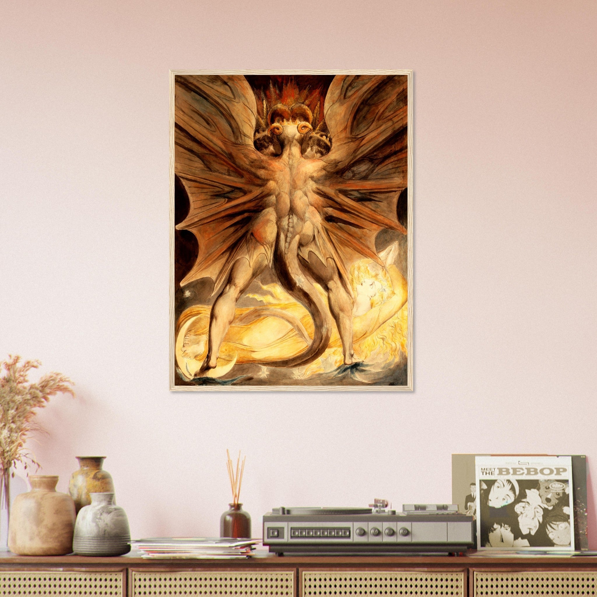 William Blake Framed, The Great Red Dragon And The Woman Clothed In The Sun 1st Painting - WallArtPrints4U