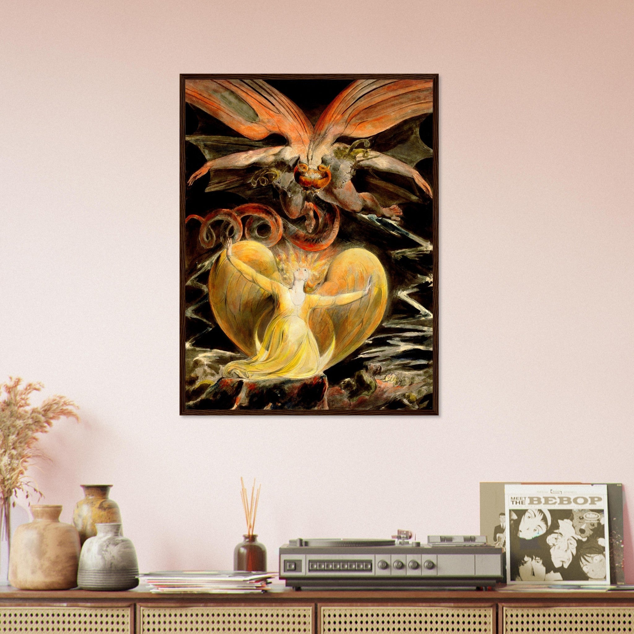 William Blake Framed, The Great Red Dragon And The Woman Clothed In The Sun 2nd Painting - WallArtPrints4U