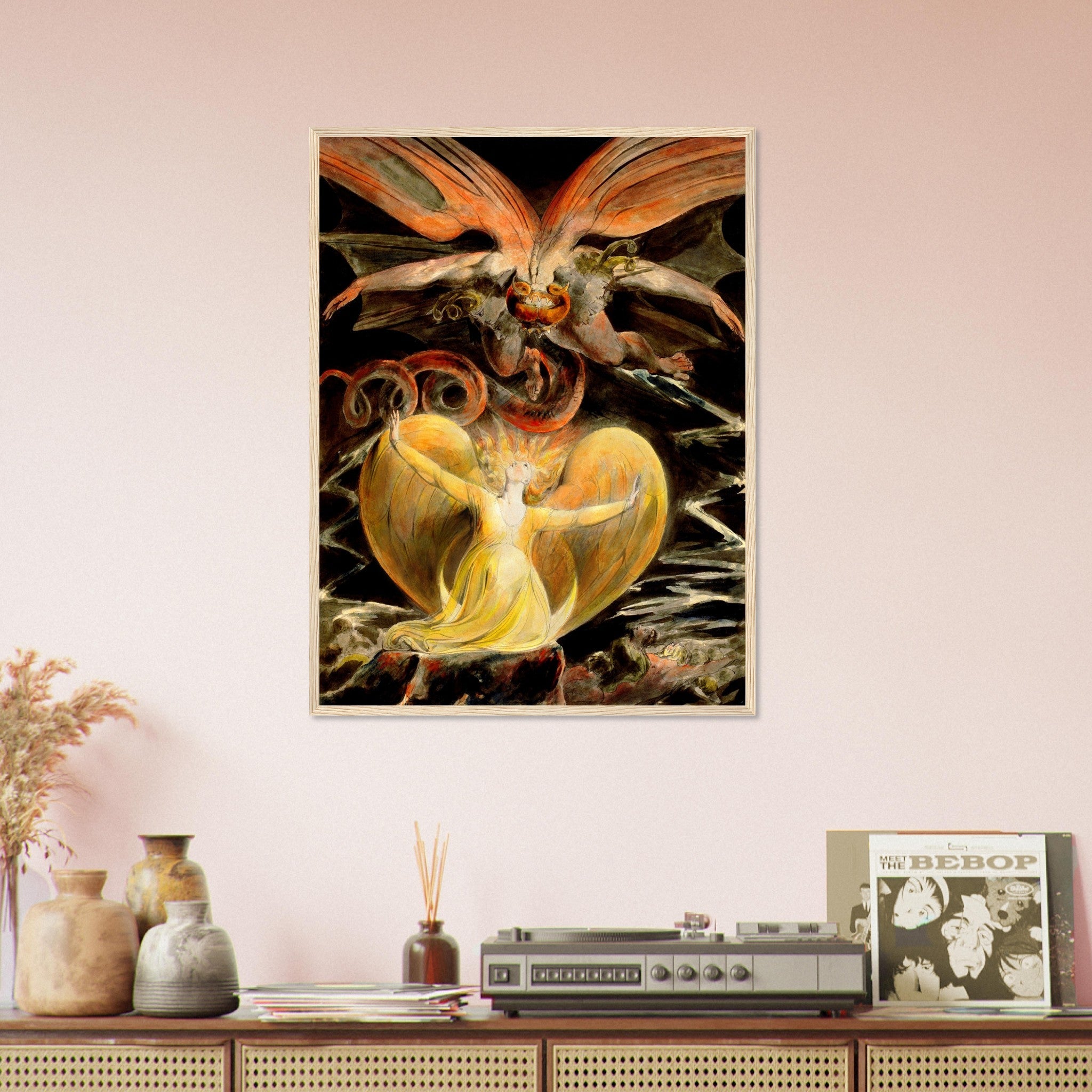 William Blake Framed, The Great Red Dragon And The Woman Clothed In The Sun 2nd Painting - WallArtPrints4U