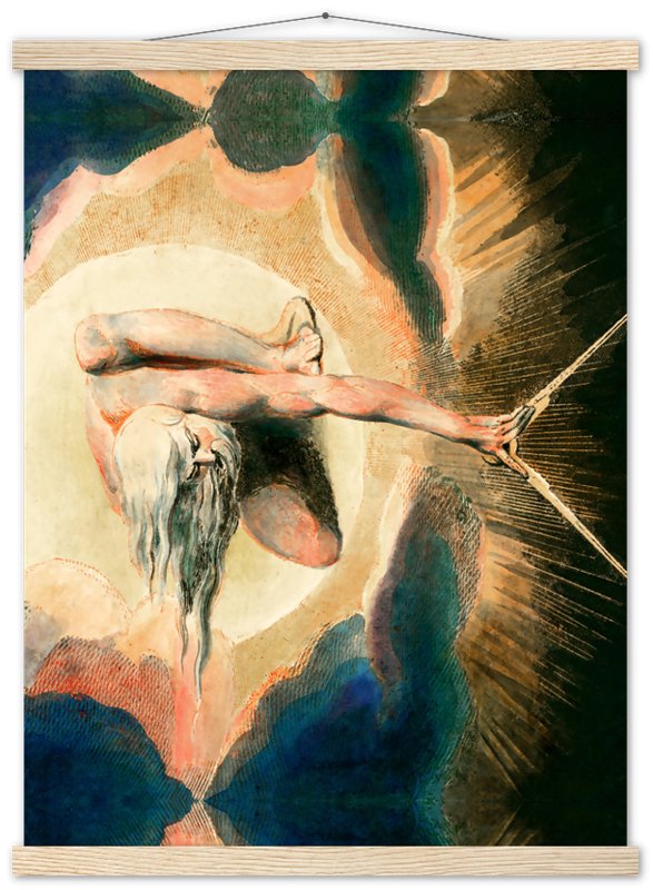 William Blake Poster, Ancient Of Days - William Blake Print - Urizen With Compass Imposes Rational Order - WallArtPrints4U