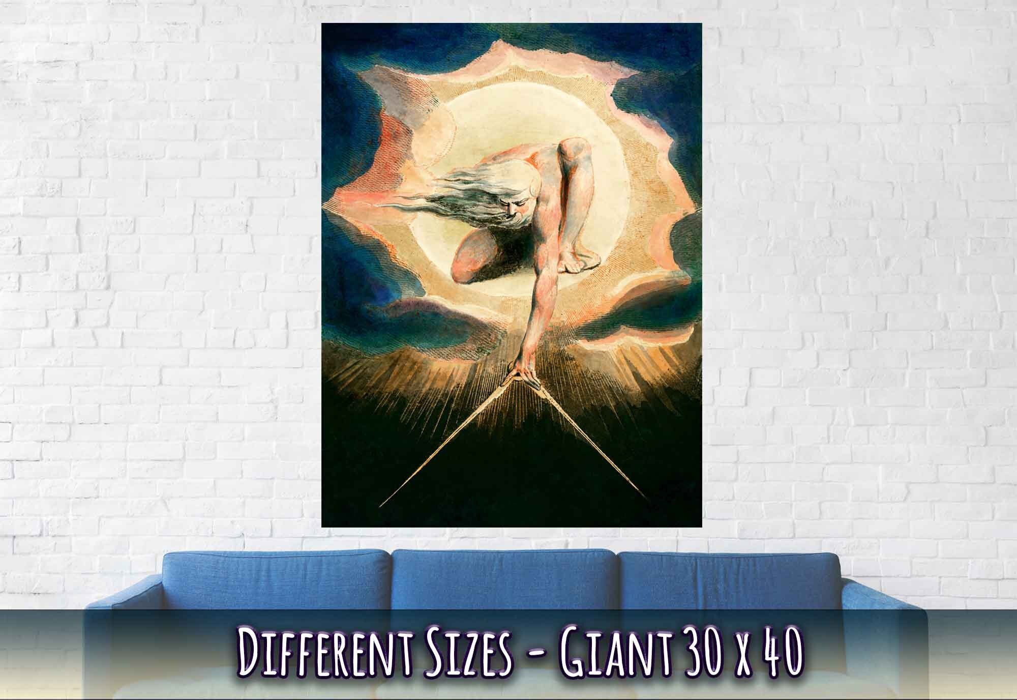 William Blake Poster, Ancient Of Days - William Blake Print - Urizen With Compass Imposes Rational Order - WallArtPrints4U