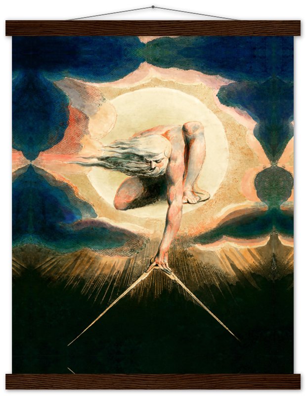 William Blake Poster, Ancient Of Days - William Blake Print - Urizen With Compass Imposes Rational Order - WallArtPrints4U