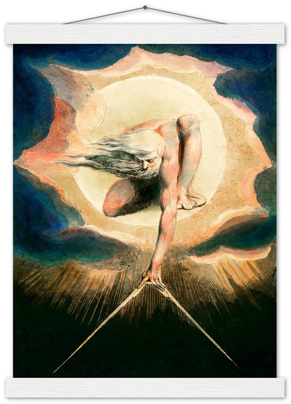 William Blake Poster, Ancient Of Days - William Blake Print - Urizen With Compass Imposes Rational Order - WallArtPrints4U