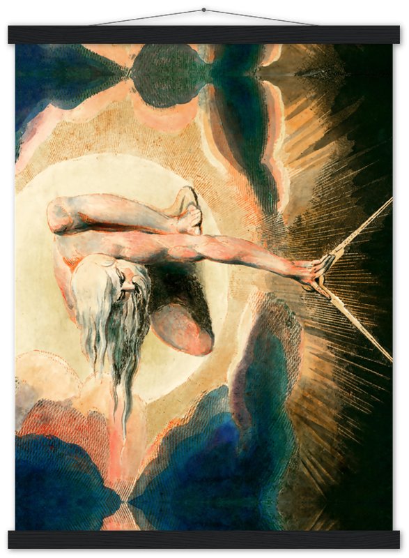 William Blake Poster, Ancient Of Days - William Blake Print - Urizen With Compass Imposes Rational Order - WallArtPrints4U