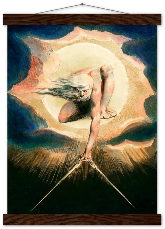 William Blake Poster, Ancient Of Days - William Blake Print - Urizen With Compass Imposes Rational Order - WallArtPrints4U