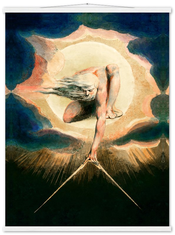 William Blake Poster, Ancient Of Days - William Blake Print - Urizen With Compass Imposes Rational Order - WallArtPrints4U