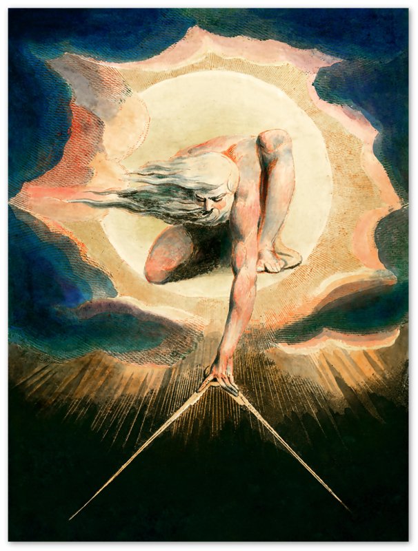 William Blake Poster, Ancient Of Days - William Blake Print - Urizen With Compass Imposes Rational Order - WallArtPrints4U