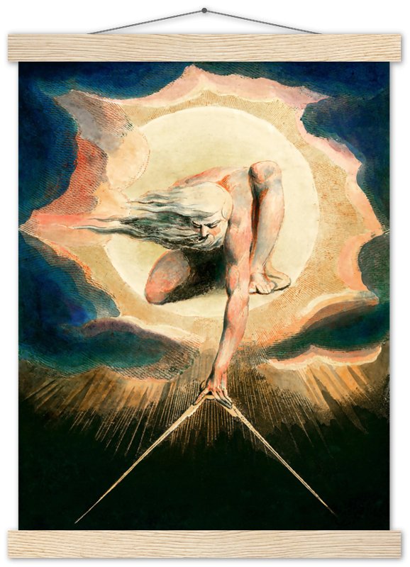 William Blake Poster, Ancient Of Days - William Blake Print - Urizen With Compass Imposes Rational Order - WallArtPrints4U