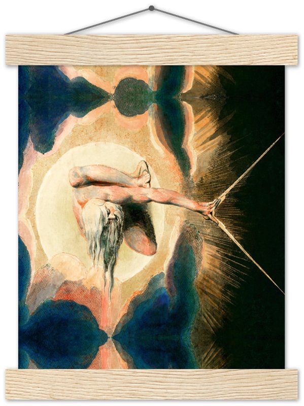 William Blake Poster, Ancient Of Days - William Blake Print - Urizen With Compass Imposes Rational Order - WallArtPrints4U