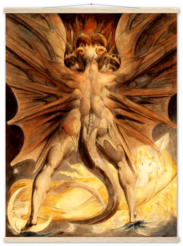 William Blake Poster, The Great Red Dragon And The Woman Clothed In The Sun 1st Painting - WallArtPrints4U