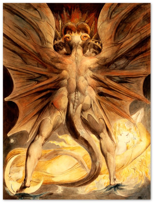 William Blake Poster, The Great Red Dragon And The Woman Clothed In The Sun 1st Painting - WallArtPrints4U