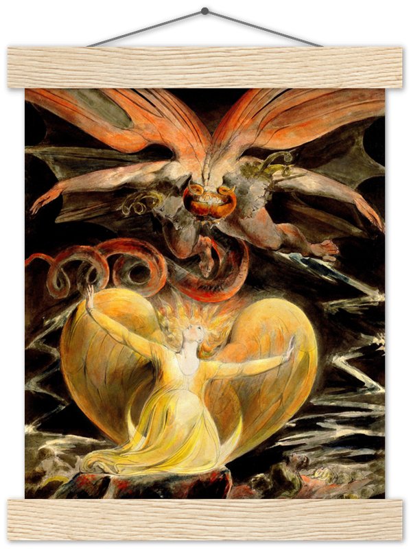 William Blake Poster, The Great Red Dragon And The Woman Clothed In The Sun 2nd Painting - WallArtPrints4U