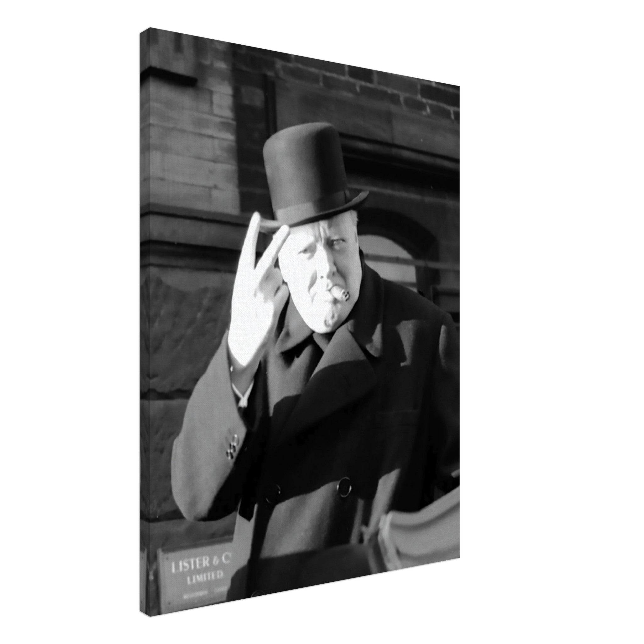 Winston Churchill Canvas Print, V Day V Sign, Vintage Photo - Winston Churchill Canvas - WallArtPrints4U