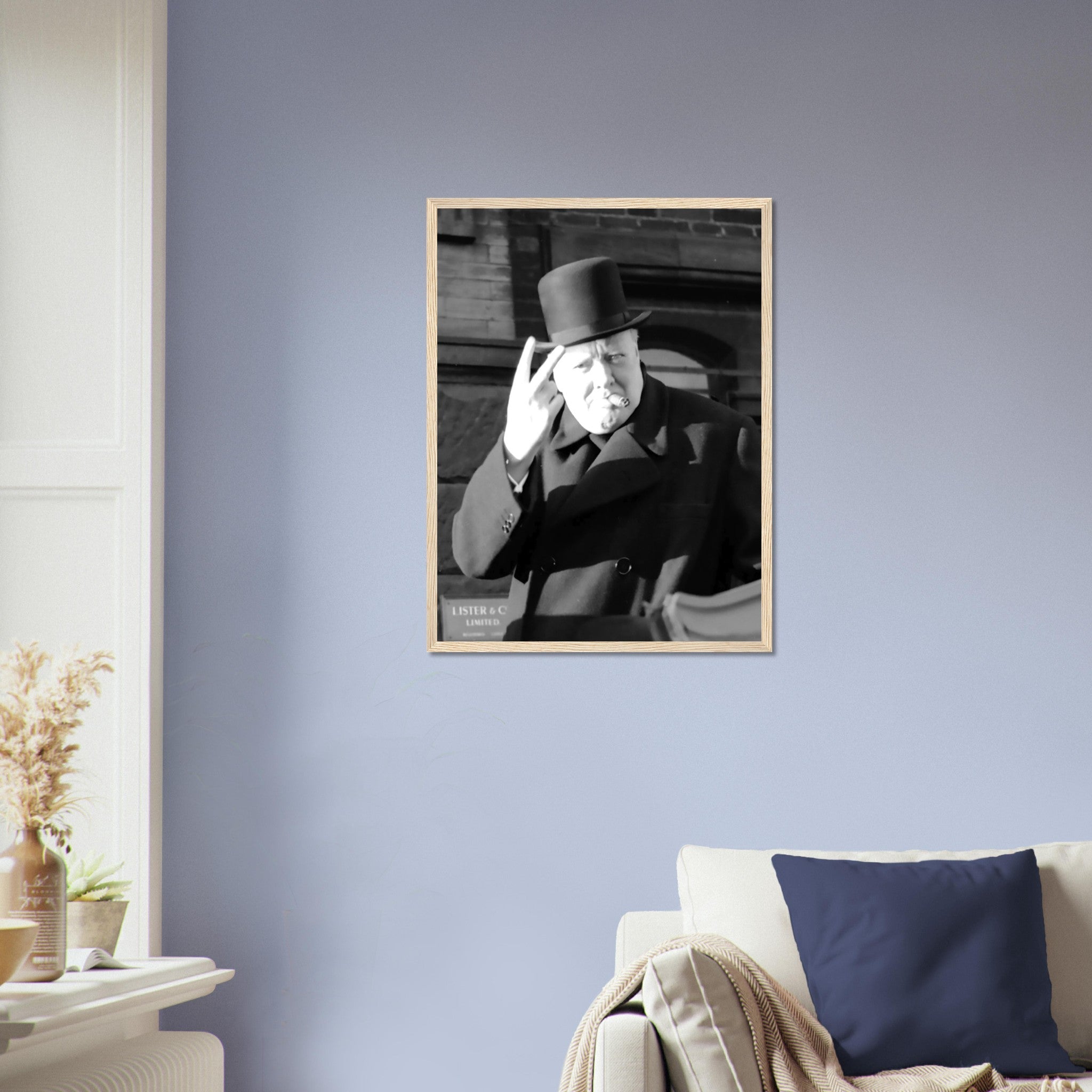 Winston Churchill Framed Print, V Day V Sign, Vintage Photo - Winston Churchill Framed - WallArtPrints4U