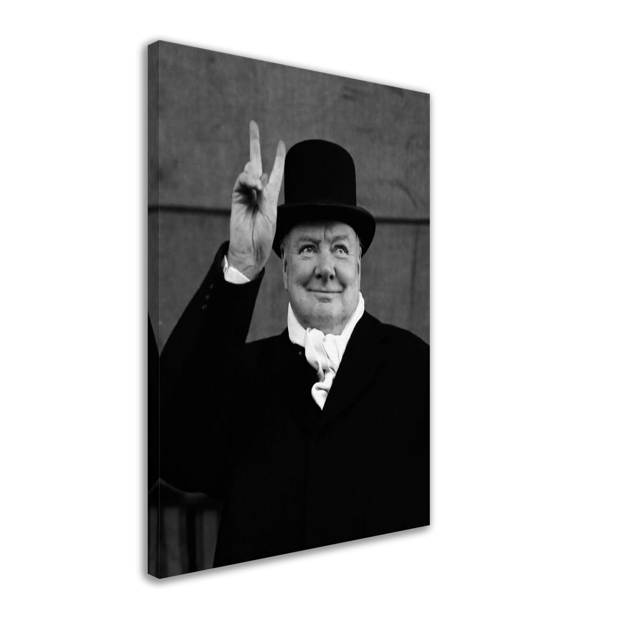 Winston Churchill Peace Sign V For Victory Canvas, Ve Day V Sign, Vintage Photo - Winston Churchill Canvas Print - WallArtPrints4U
