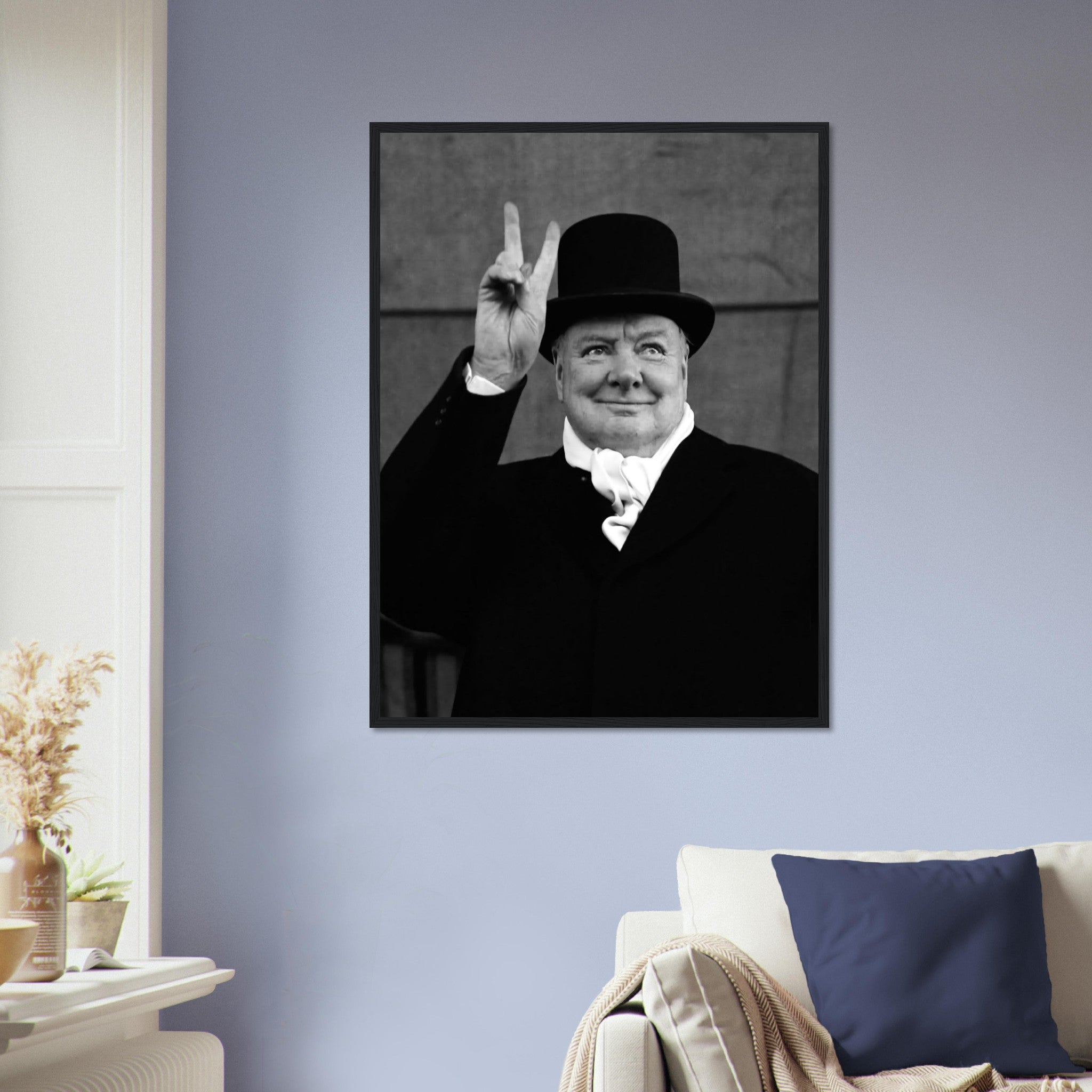 Winston Churchill Peace Sign V For Victory Framed, Ve Day V Sign, Vintage Photo - Winston Churchill Framed Print - WallArtPrints4U