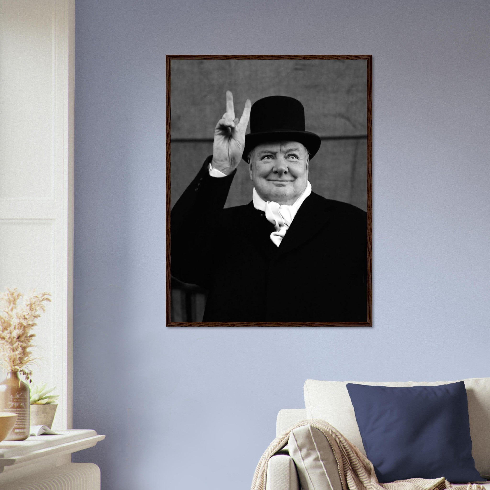 Winston Churchill Peace Sign V For Victory Framed, Ve Day V Sign, Vintage Photo - Winston Churchill Framed Print - WallArtPrints4U