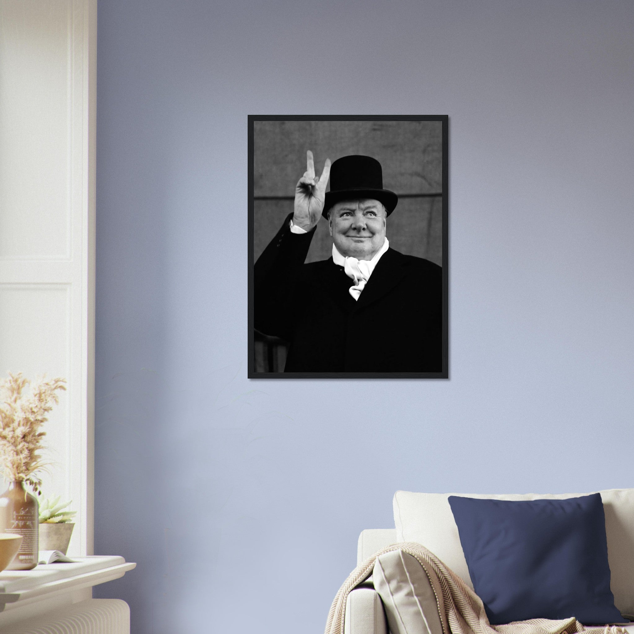 Winston Churchill Peace Sign V For Victory Framed, Ve Day V Sign, Vintage Photo - Winston Churchill Framed Print - WallArtPrints4U