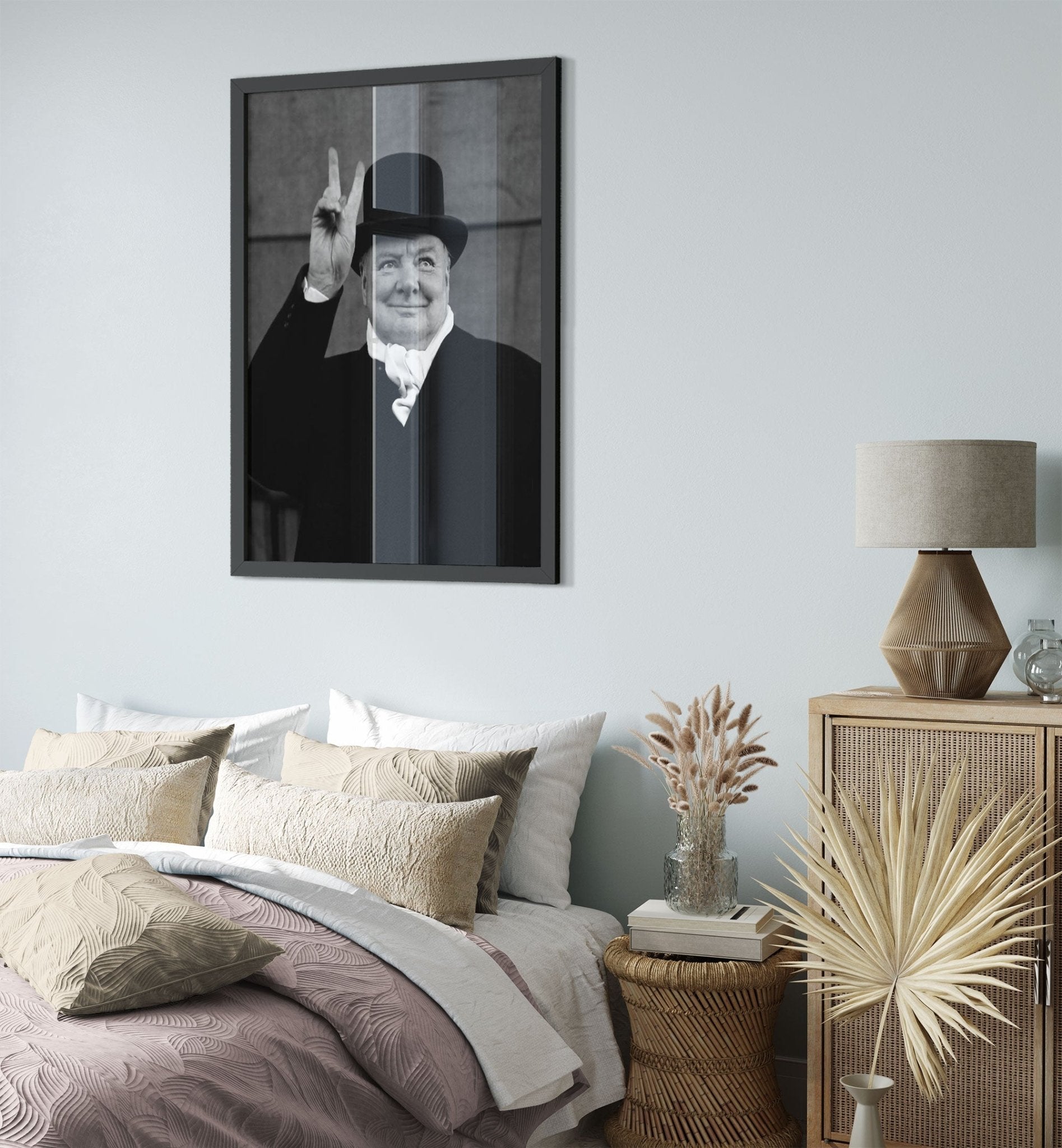 Winston Churchill Peace Sign V For Victory Framed, Ve Day V Sign, Vintage Photo - Winston Churchill Framed Print - WallArtPrints4U