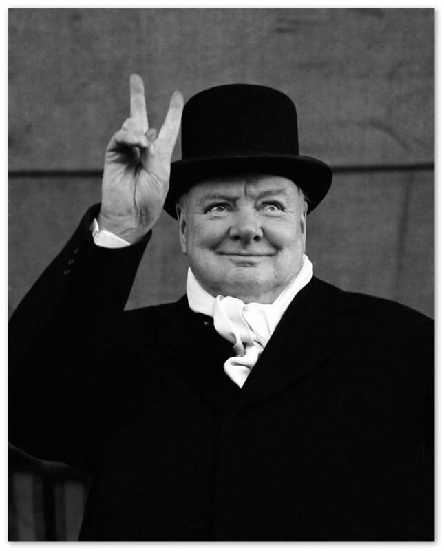 Winston Churchill Peace Sign V For Victory Poster, Ve Day V Sign, Vintage Photo - Winston Churchill Print - WallArtPrints4U