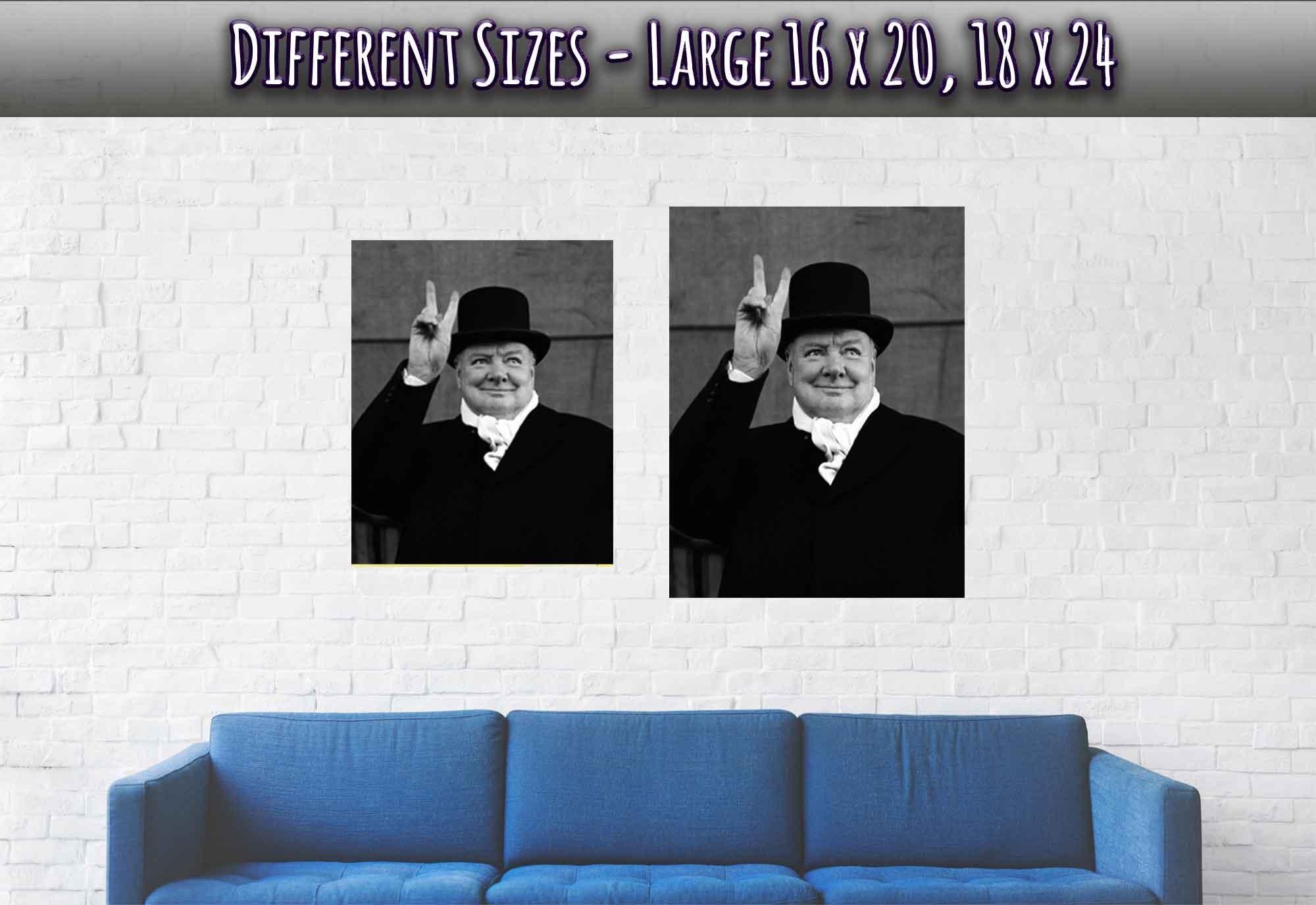 Winston Churchill Peace Sign V For Victory Poster, Ve Day V Sign, Vintage Photo - Winston Churchill Print - WallArtPrints4U