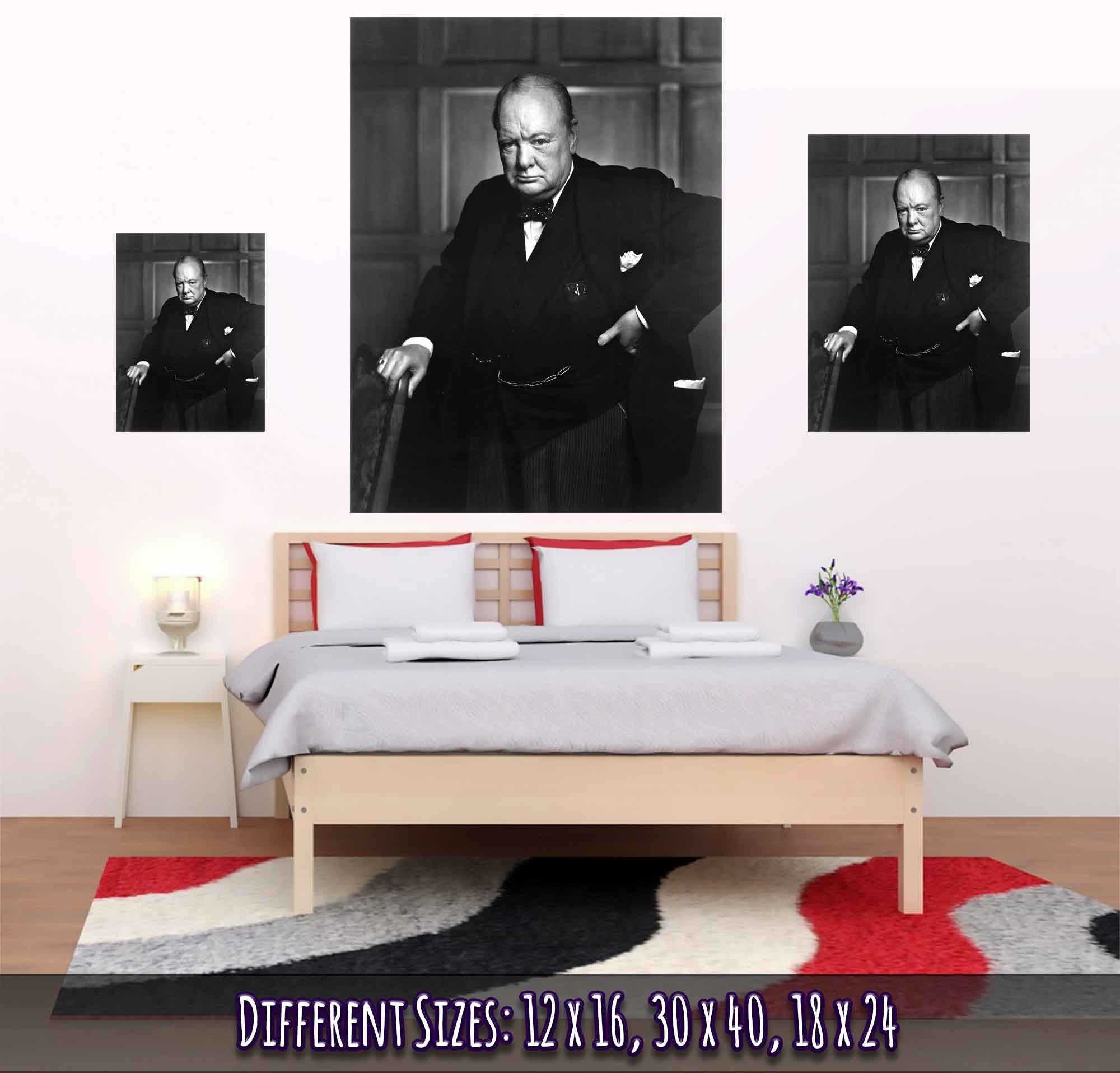 Winston Churchill Portrait Photo Poster, Famous Photo Print From 1941, Vintage Wall Art - WallArtPrints4U