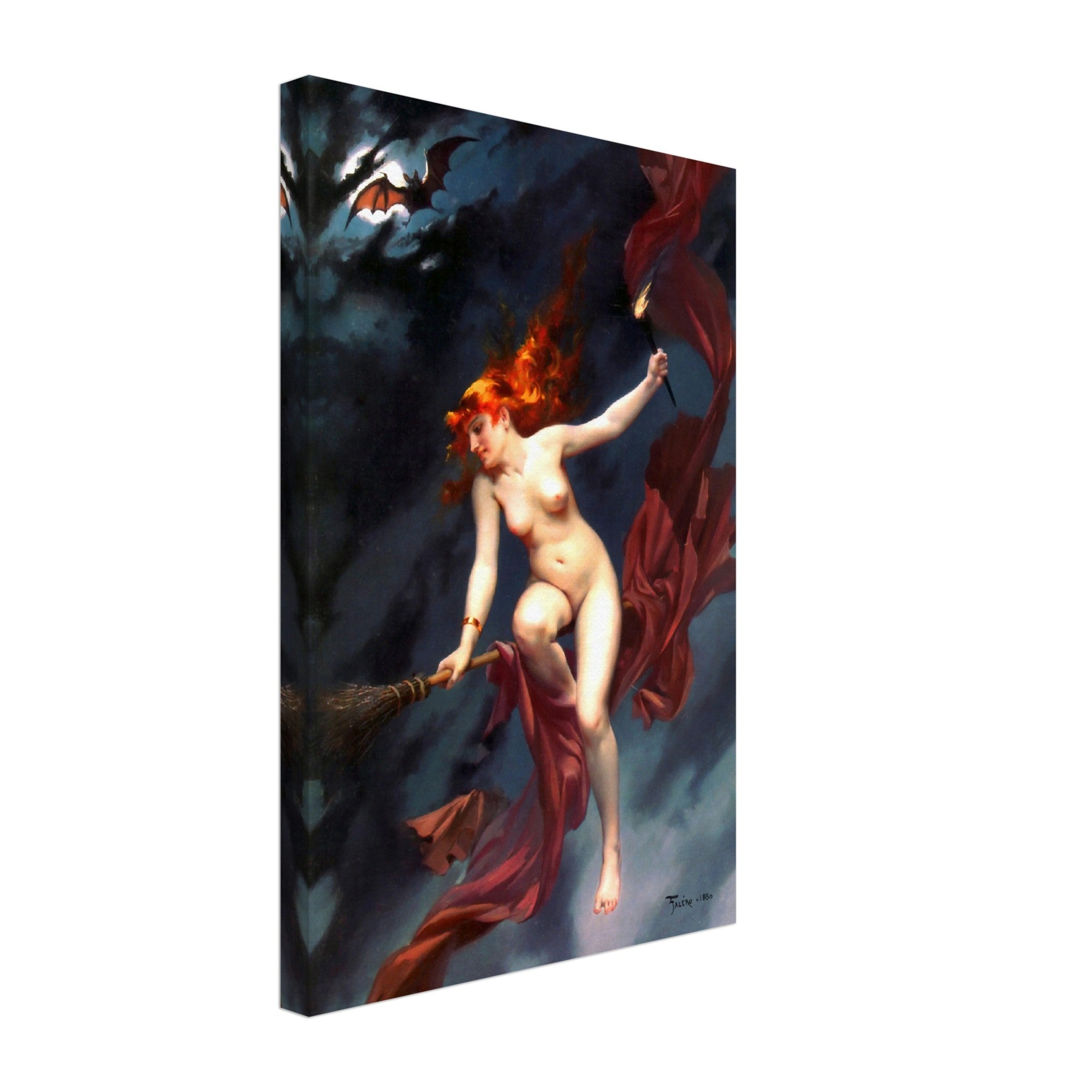 Witch Canvas - Naked Witch on A Broom Luis Ricardo Falero Canvas - Nude Witch On A Broomstick Canvas Print - WallArtPrints4U