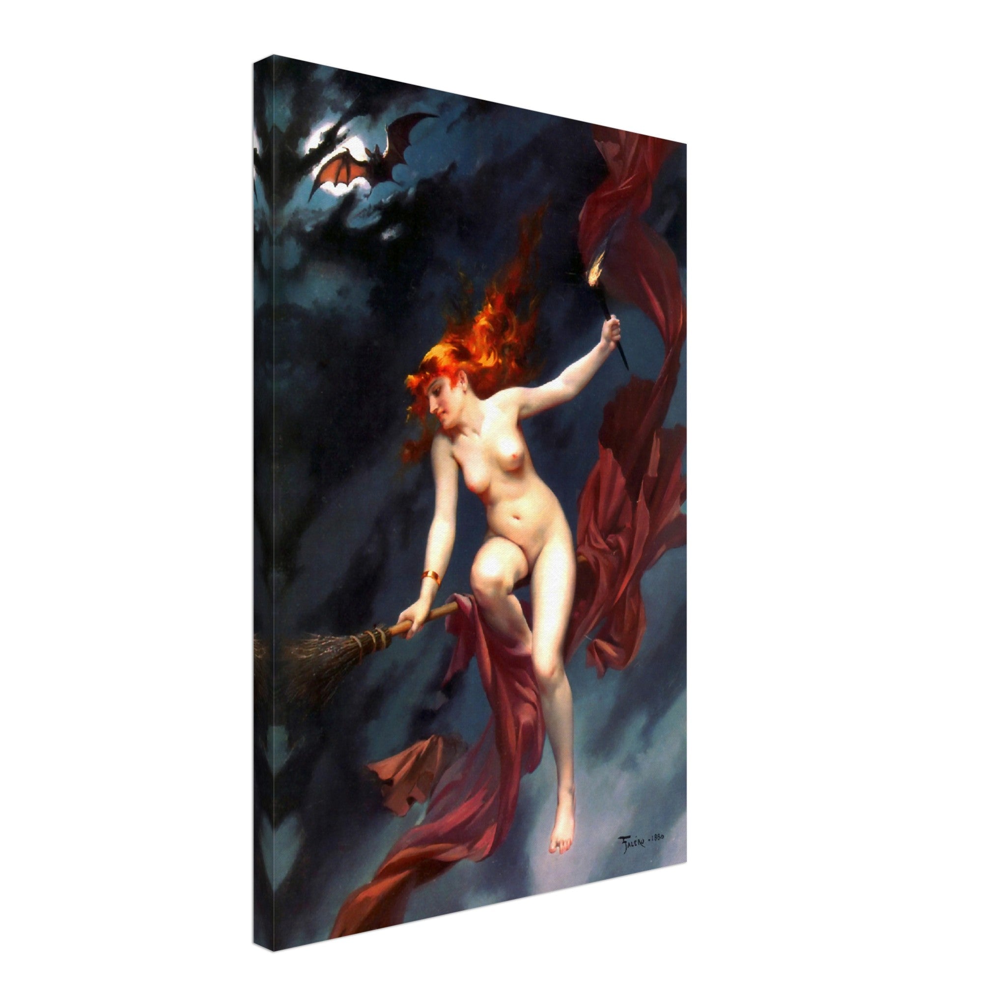 Witch Canvas - Naked Witch on A Broom Luis Ricardo Falero Canvas - Nude Witch On A Broomstick Canvas Print - WallArtPrints4U