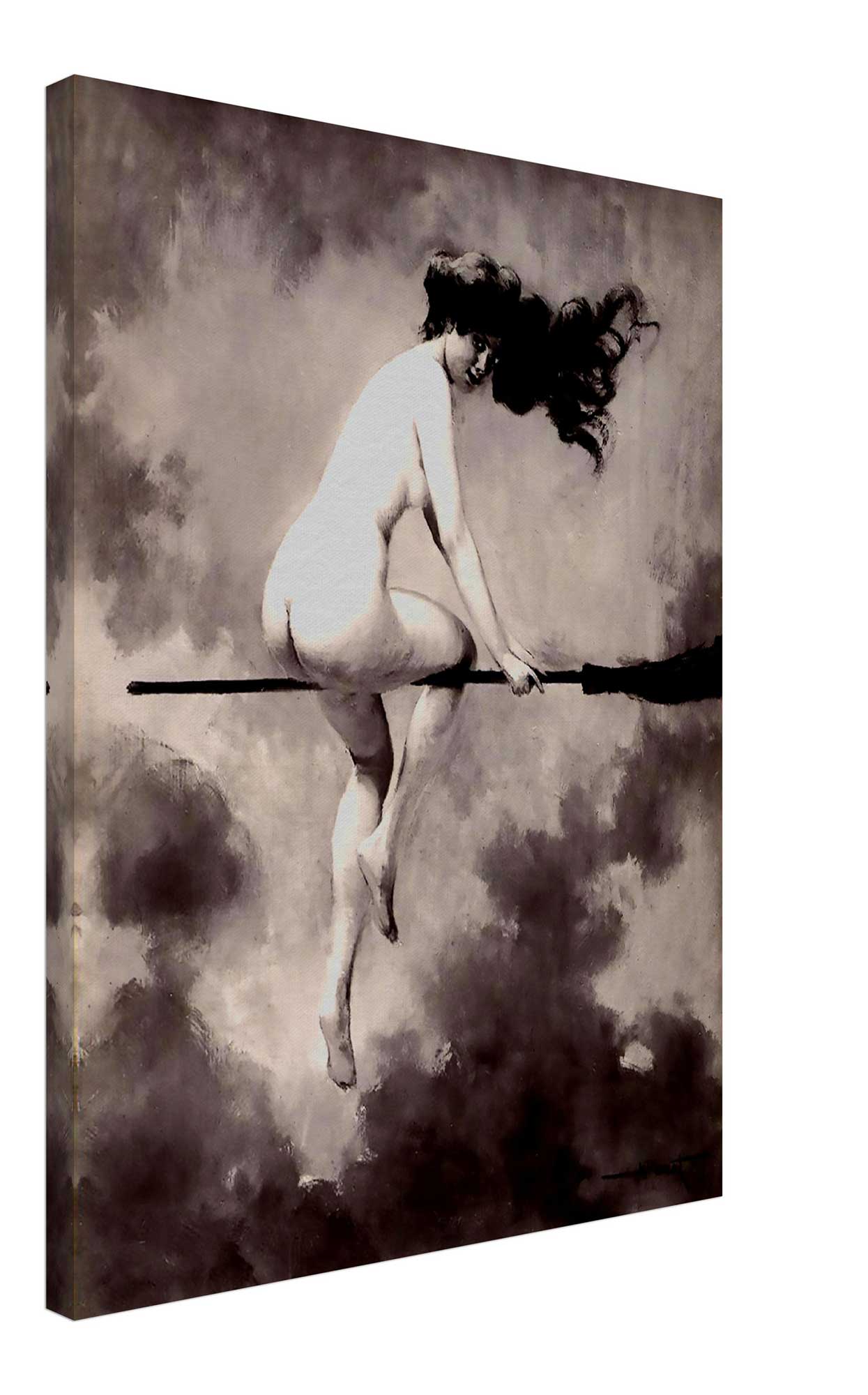 Witch Canvas Print - Naked Witch Albert Joseph Penot Canvas Print - Nude Witch On A Broomstick Canvas - WallArtPrints4U