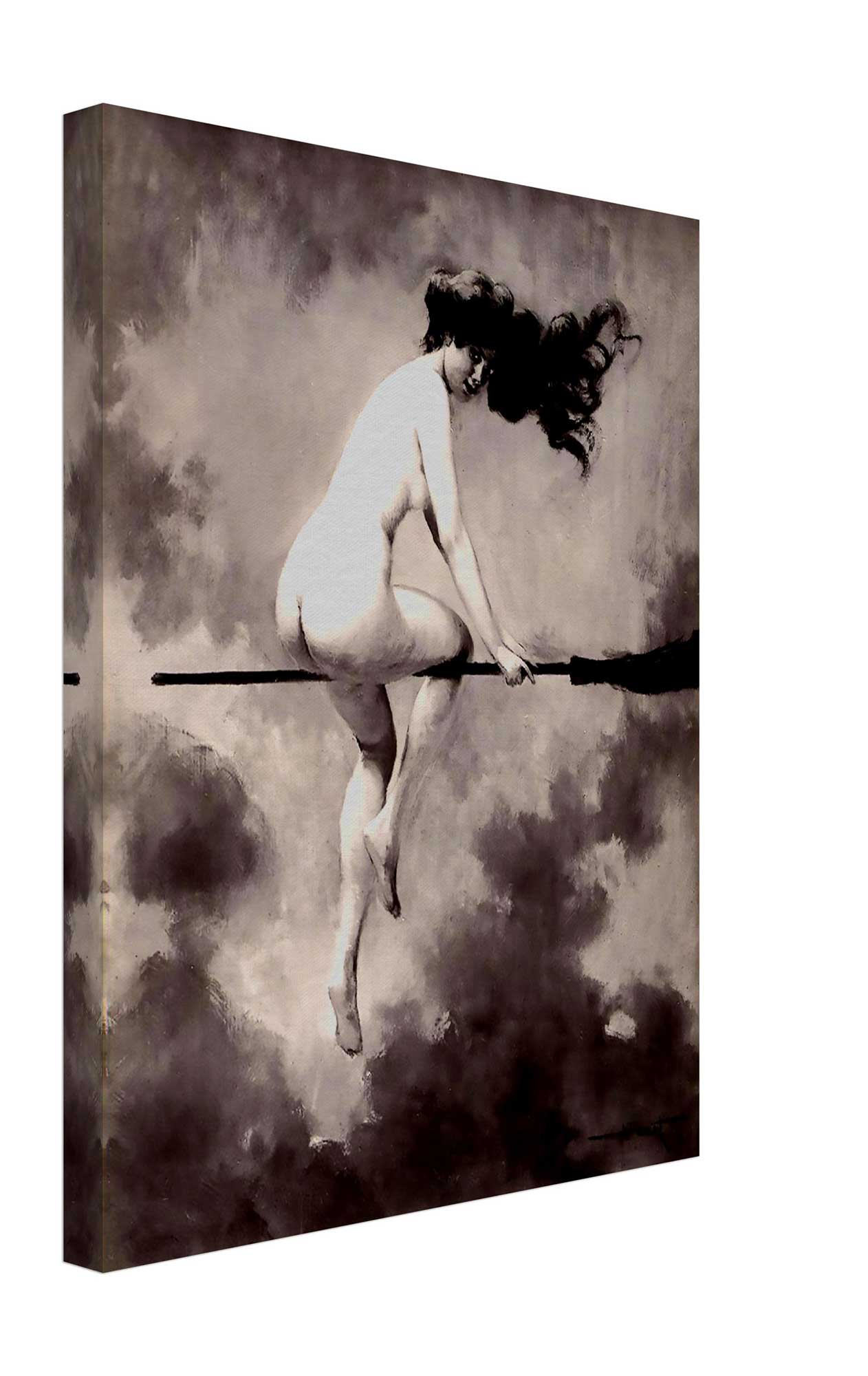 Witch Canvas Print - Naked Witch Albert Joseph Penot Canvas Print - Nude Witch On A Broomstick Canvas - WallArtPrints4U