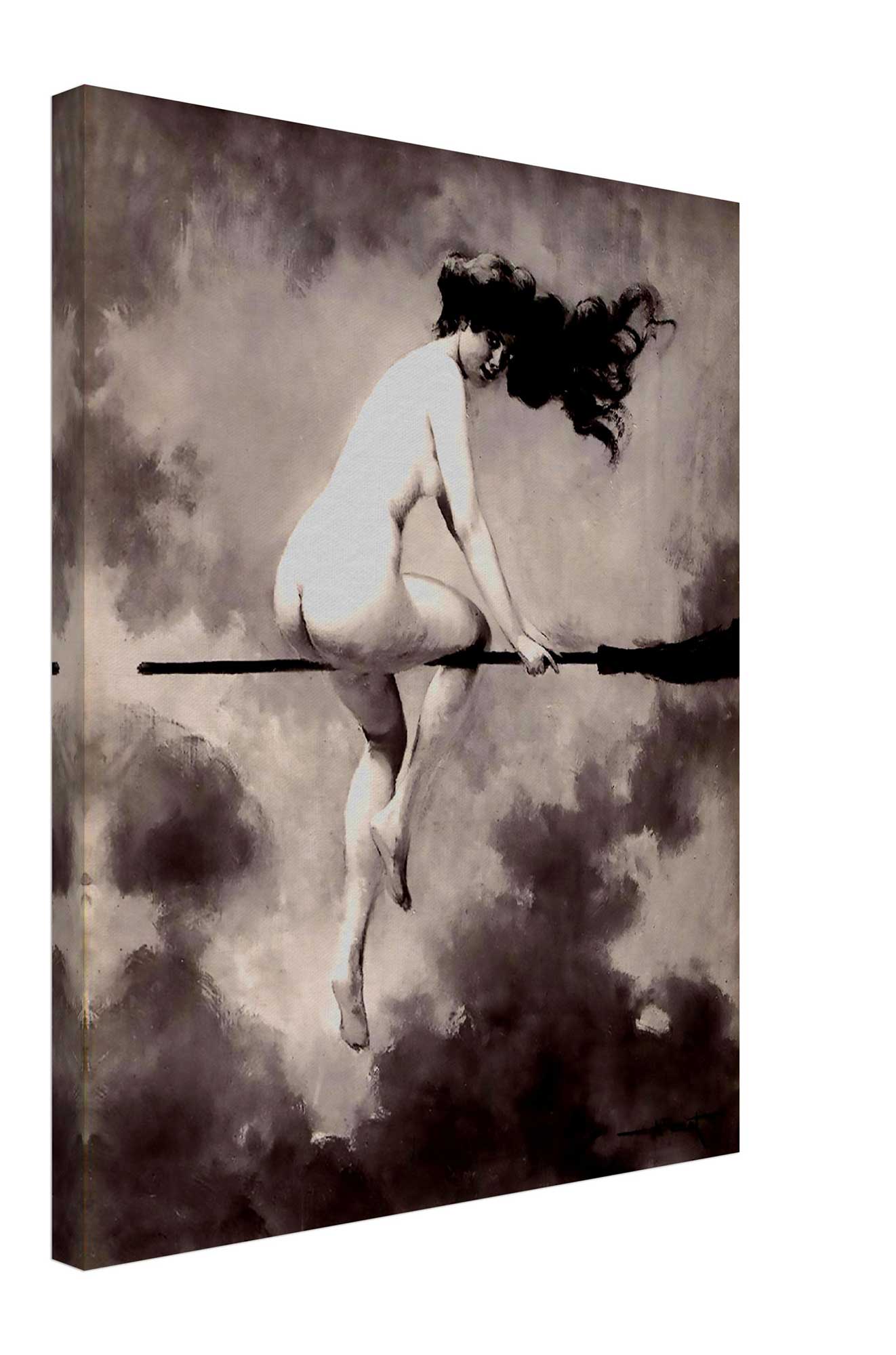 Witch Canvas Print - Naked Witch Albert Joseph Penot Canvas Print - Nude Witch On A Broomstick Canvas - WallArtPrints4U