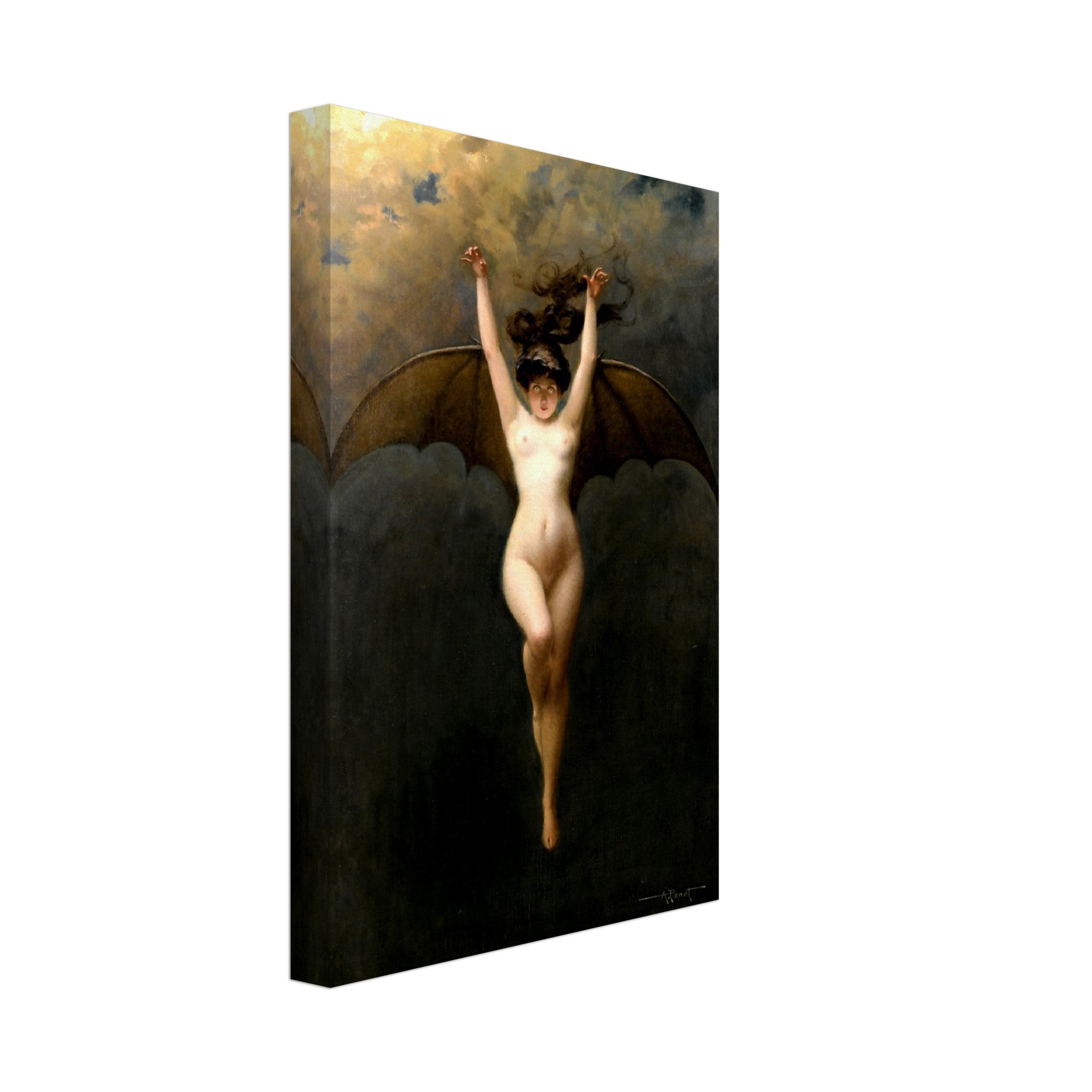 Witch Canvas - The Bat Woman Albert Joseph Penot Canvas - Nude Witch Bat Woman - WallArtPrints4U