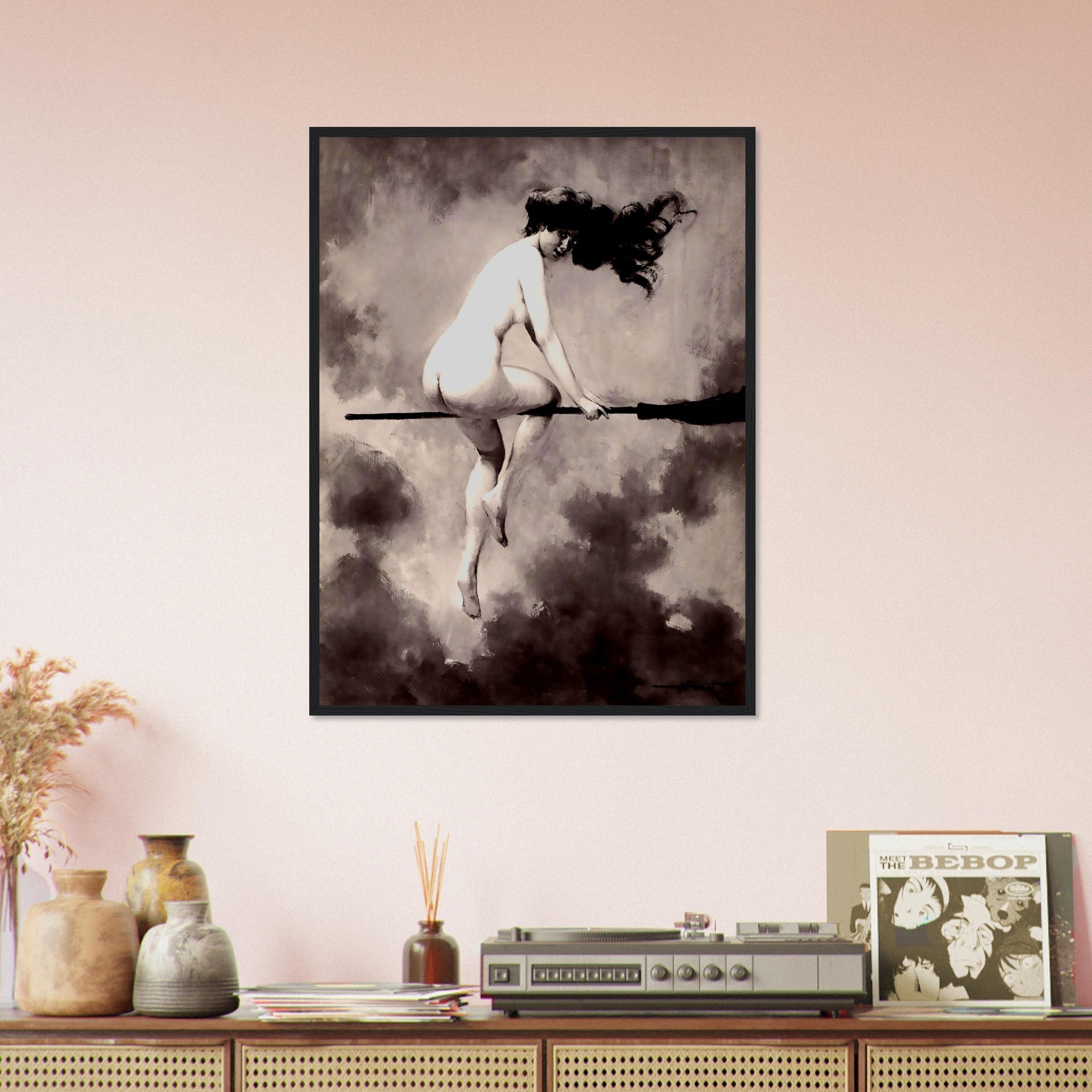 Witch Framed Print - Naked Witch Albert Joseph Penot Framed Print - Nude Witch On A Broomstick Framed - WallArtPrints4U