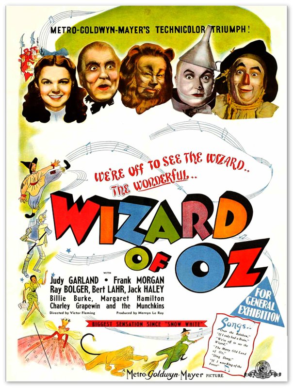 Wizard Of Oz Poster, Vintage Movie Poster 1939 Poster Film Art - Judy Garland L. Frank Baum - WallArtPrints4U