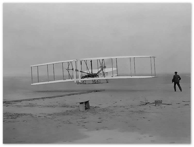 Wright Brothers First Flight Poster, Kitty Hawk, North Carolina, Vintage Photo Portrait - Wright Brothers Print - WallArtPrints4U