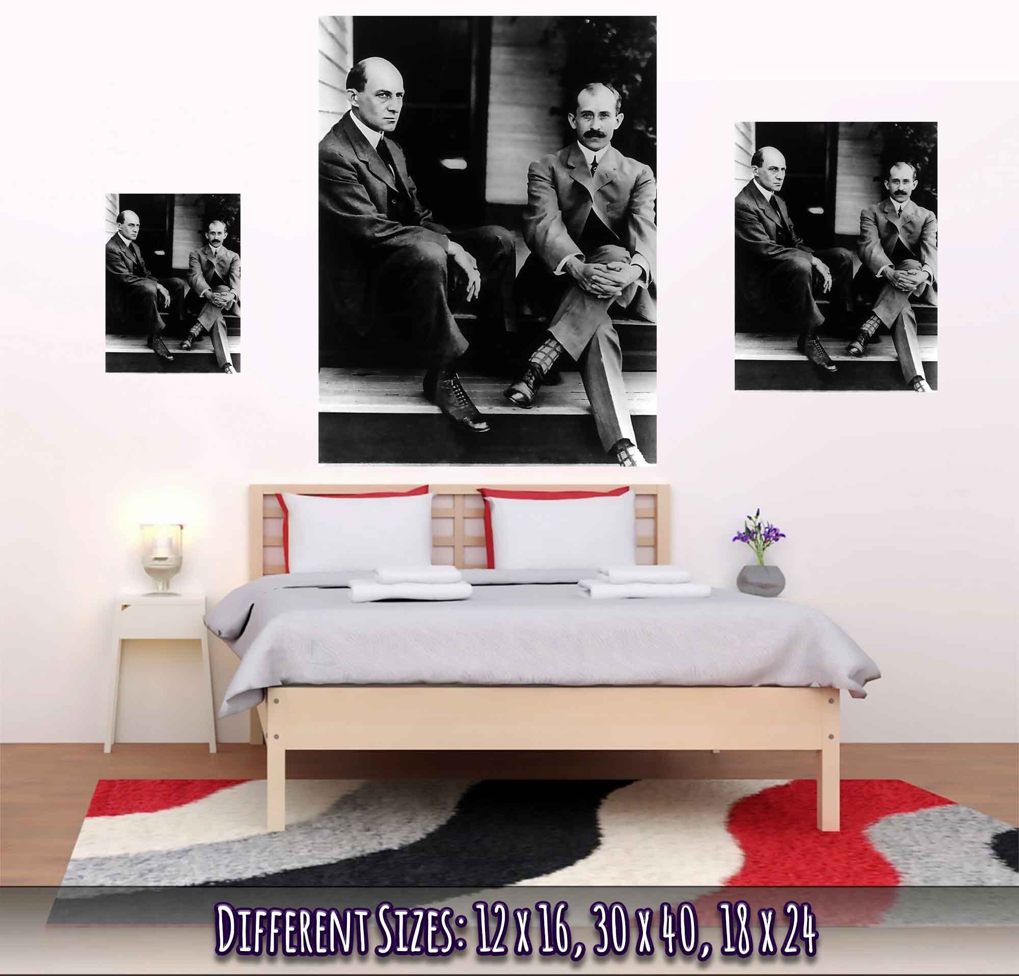 Wright Brothers Poster, American Aviator Pioneers, Vintage Photo Portrait - Wright Brothers Print - WallArtPrints4U