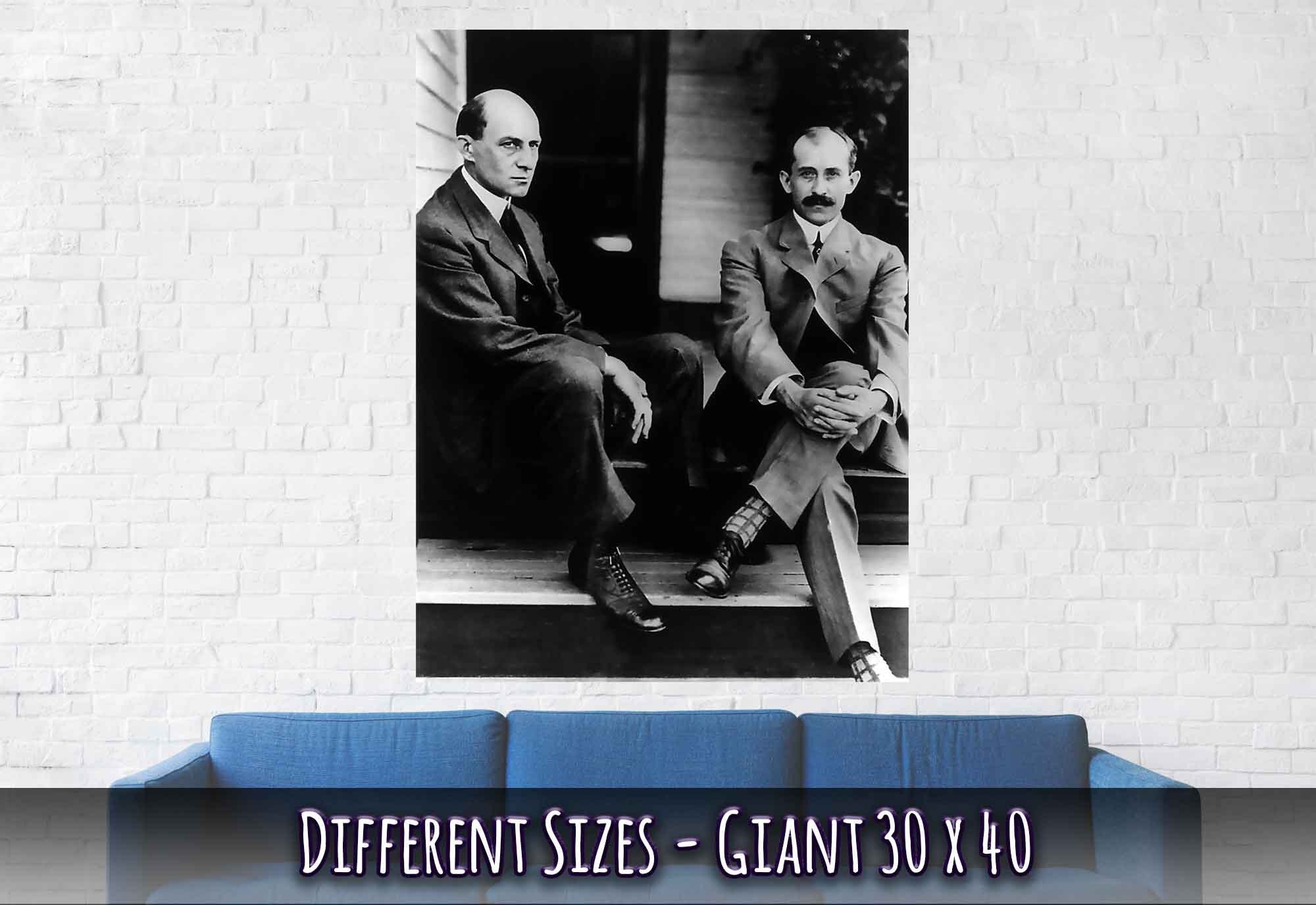 Wright Brothers Poster, American Aviator Pioneers, Vintage Photo Portrait - Wright Brothers Print - WallArtPrints4U
