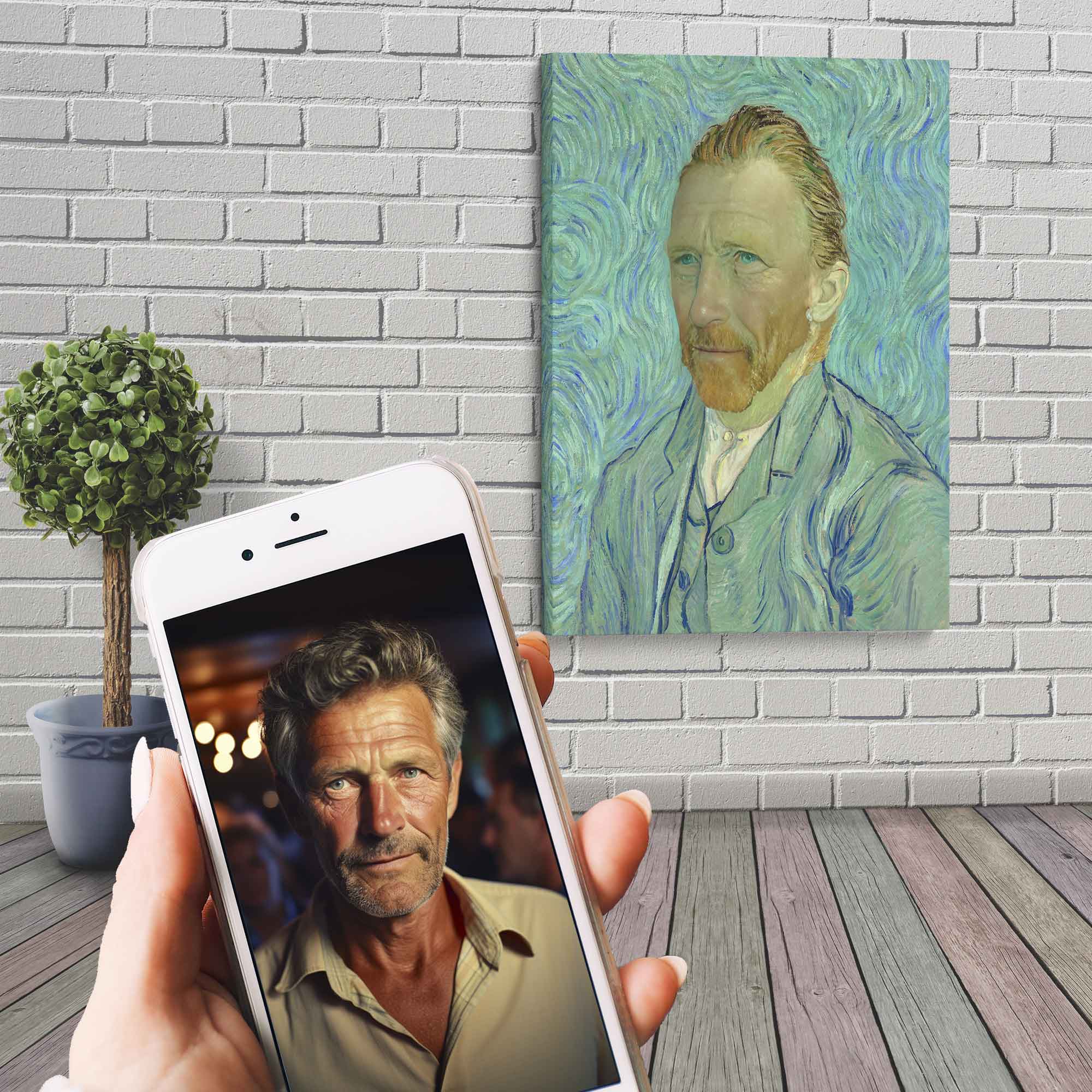 You As Van Gogh Felt Hat Custom Canvas Print, Your Picture As Van Gogh Self Portrait Canvas. - WallArtPrints4U